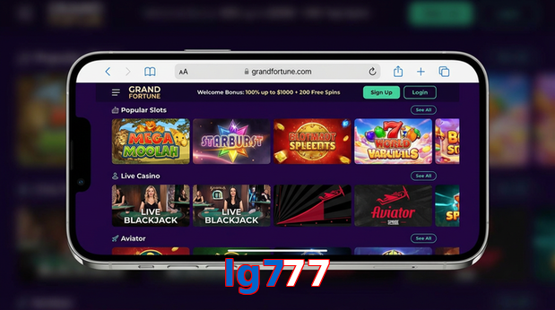 Main screen of Lg777 ios page for PK players